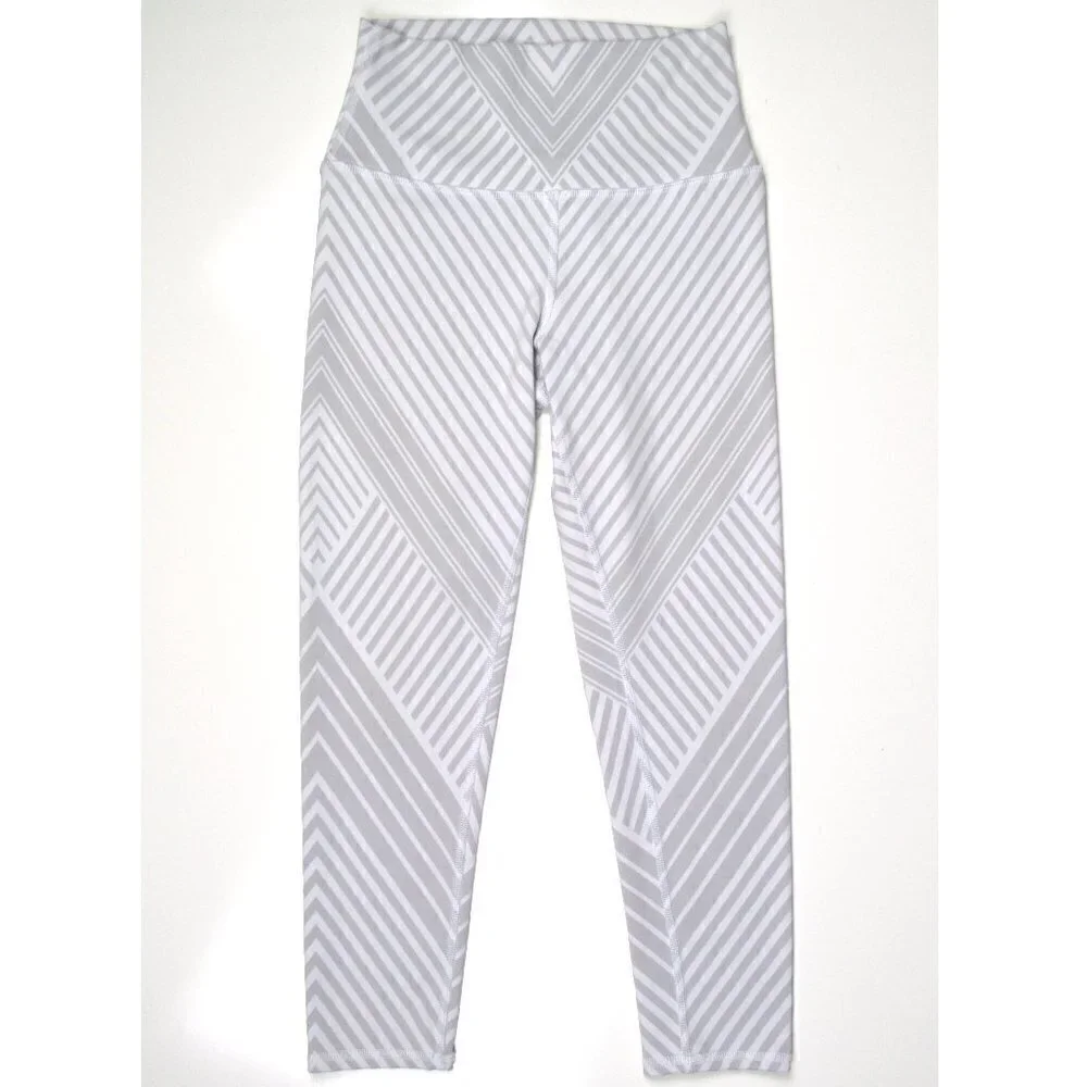 alo Diagonal Stripe Santa Fe White Crop Legging XS